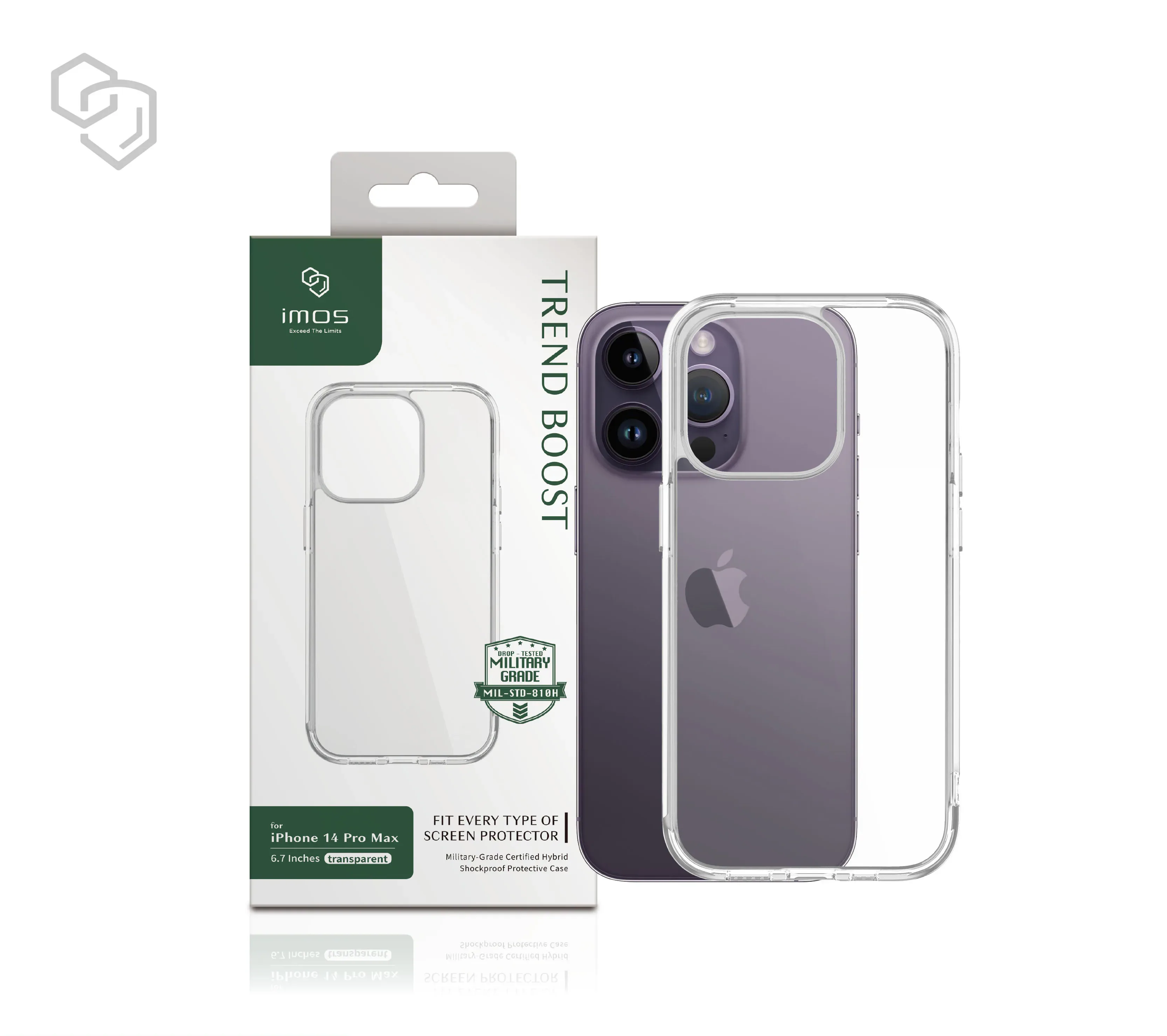 iPhone14 Pro Max  6.7" Ｍ系列 軍規認證雙料防震保護殼-透明