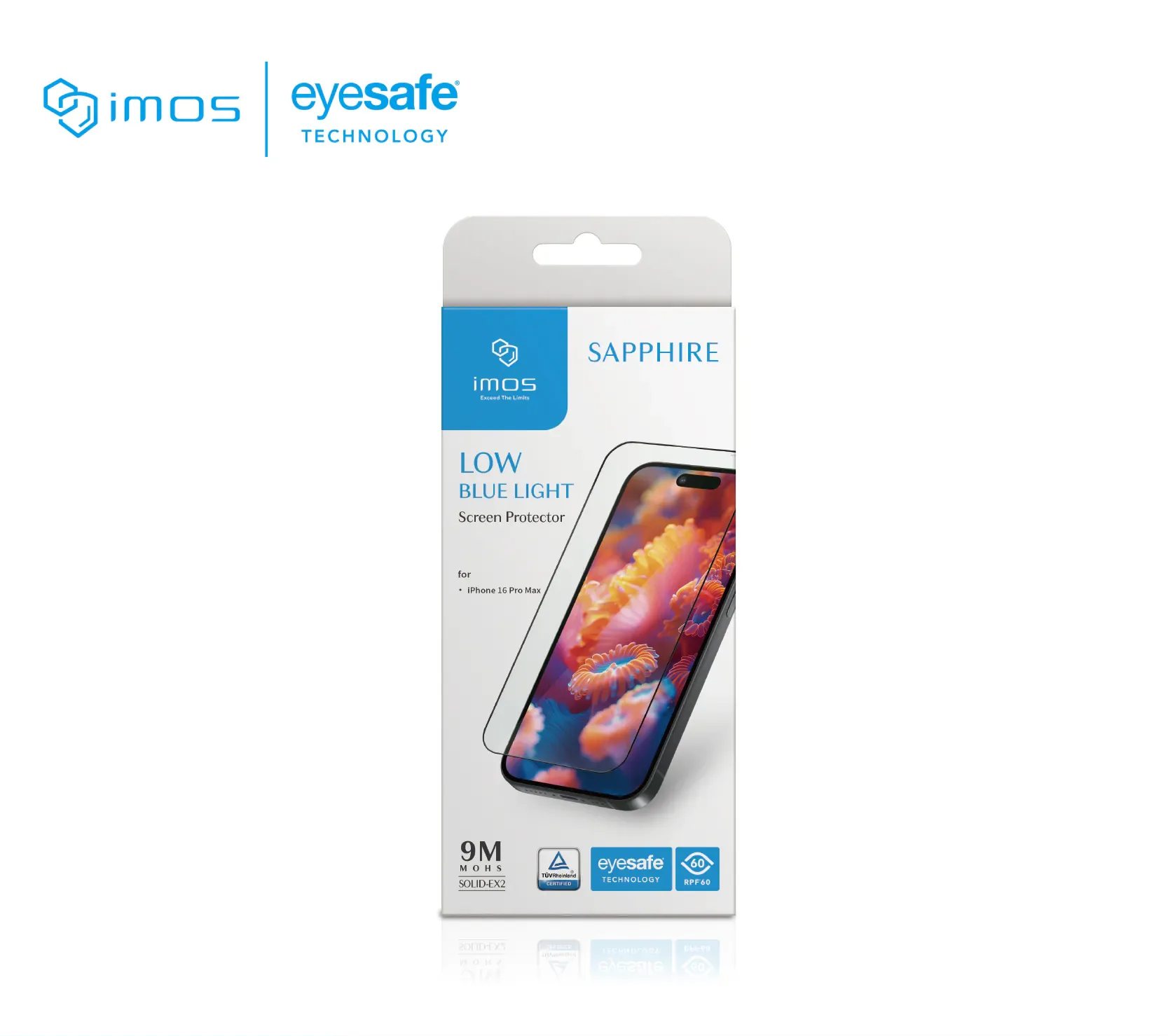 iPhone16 /15系列  9M 滿版黑邊RPF60低藍光螢幕保護貼 Sapphire Gaming Glass 人造藍寶石