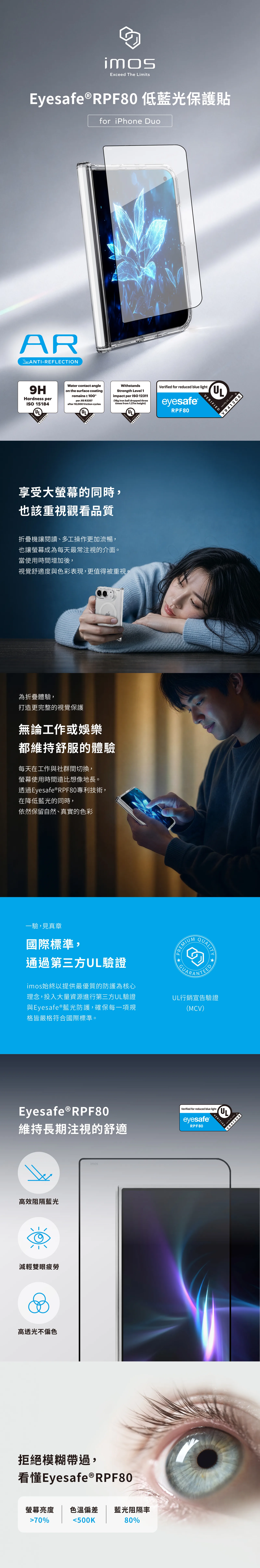 RPF80+AR低反光低藍光玻璃貼 (2.5D黑邊) 說明圖 1