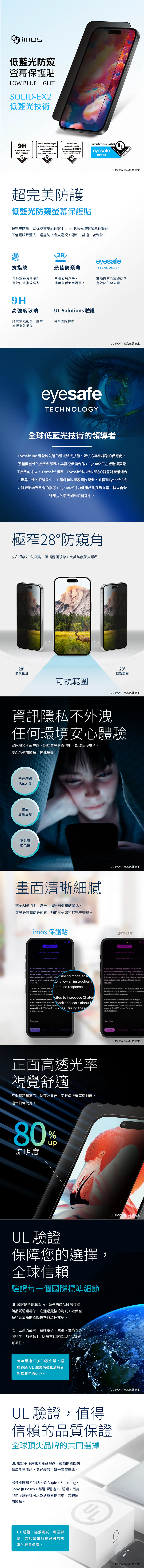 美國UL Solutions 驗證 Eyesafe® RPF60低藍光((防窺))螢幕保護貼 說明圖 1