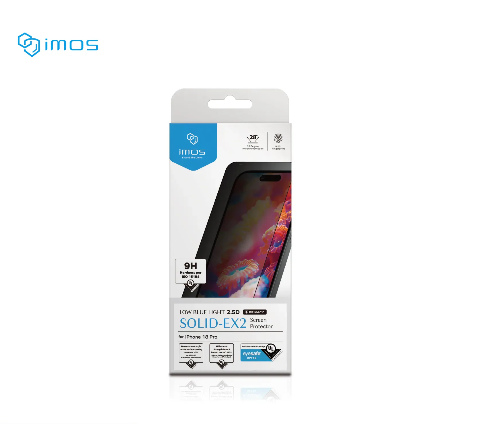 iPhone18系列 美國UL Solutions 驗證 Eyesafe® RPF60低藍光((防窺))螢幕保護貼
